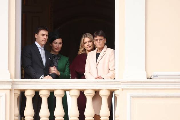 Balcony Palace during the Monaco National Day Celebrations NO TABLOIDS WEB & PRINT, BILDZEITUNG OUT, BILD.DE OUT, NO DAILY MAIL, NO DAILY MAIL GROUP, NO VOICI, NO CLOSER, NO PUBLIC Princess Charlotte, Princess Stephanie, Caroline, of Monaco,Andrea Casiraghi, Tatiana Santo Domingo ,Pierre Casiraghi, Beatrice Borromeo ,Louis Ducruet at the Balcony Palace during the Monaco National Day Celebrations, on November 19 TH 2025  Copyright: xFabricexChasseryx
