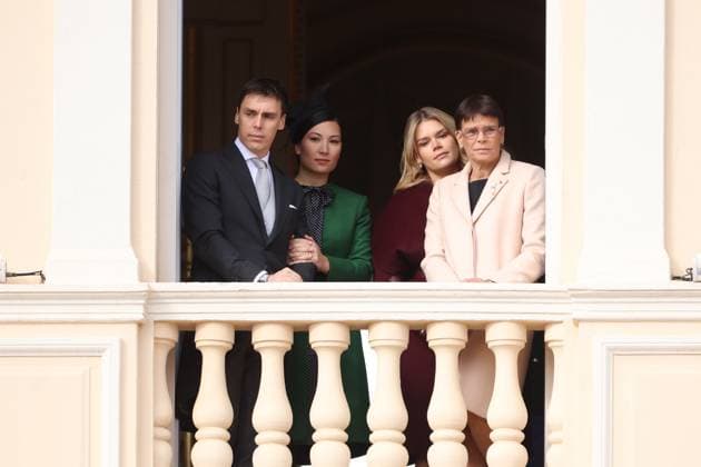 Balcony Palace during the Monaco National Day Celebrations NO TABLOIDS WEB & PRINT, BILDZEITUNG OUT, BILD.DE OUT, NO DAILY MAIL, NO DAILY MAIL GROUP, NO VOICI, NO CLOSER, NO PUBLIC Princess Charlotte, Princess Stephanie, Caroline, of Monaco,Andrea Casiraghi, Tatiana Santo Domingo ,Pierre Casiraghi, Beatrice Borromeo ,Louis Ducruet at the Balcony Palace during the Monaco National Day Celebrations, on November 19 TH 2025  Copyright: xFabricexChasseryx