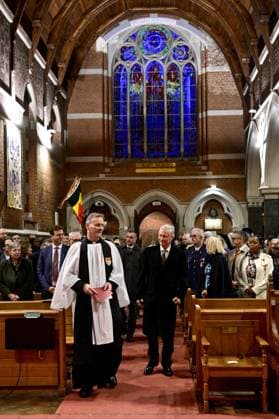 King Philippe - Filip of Belgium pictured during a royal visit to the Evensong in the Pro-Cathedral of the Holy Trinity in Brussels on the occasion of the recognition of Anglican worship in Belgium, on Wednesday 19 November 2025.  DIRKxWAEM 142722325