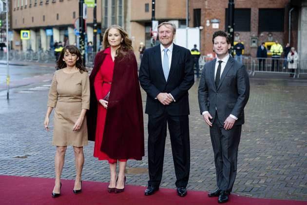THE HAGUE King Willem-Alexander and Princess Amalia arrive at the Grote Kerk (Great Church) for the Special Joint Session of the Senate and House of Representatives, marking the eightieth anniversary of the first joint parliamentary session since the Second World War. The session reflected on the end of the war and the meaning of freedom in a time of conflict and polarization. ANP JEROEN JUMELET netherlands out - belgium out  Copyright: xx x542569537x originalFilename: 542569537.jpg