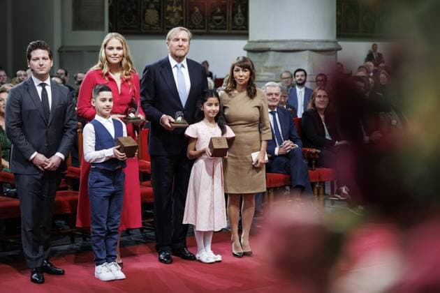THE HAGUE King Willem-Alexander and Princess Amalia attended the Special Joint Session of the Senate and House of Representatives in the Grote Kerk (Great Church) to mark the eightieth anniversary of the first joint parliamentary session since the Second World War. The session reflected on the end of the war and the meaning of freedom in a time of conflict and polarization. ANP KOEN VAN WEEL netherlands out - belgium out  Copyright: xx x542572519x originalFilename: 542572519.jpg