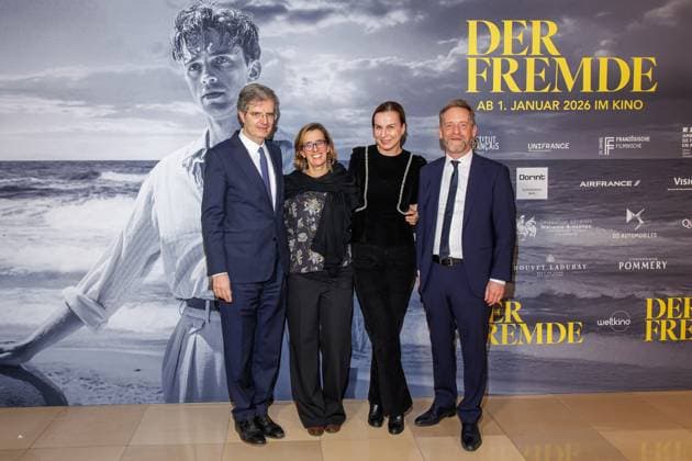 Opening Gala 25 French Film Week Francois Delattre, Barbara von Wnuk Lipinski and Thomas Michelon at the opening gala of the 25 French Film Week at the Delphi Filmpalast with the film The Stranger on 20 11 2025 in Berlin Copyright: xEventpressxKochanx