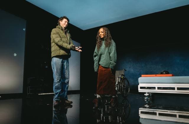 November 20, 2025, New York, Ny, United States: Nicholas Braun and Kara Young are seen onstage during curtain call for the Off-Broadway Opening Night of Gruesome Playground Injuries . Held at Lucille Lortel Theatre in New York. Dinara Khairova Zuma Press November 20, 2025. New York United States - ZUMAp281 20251120_zea_p281_005 Copyright: xPhotoxImagexPressx