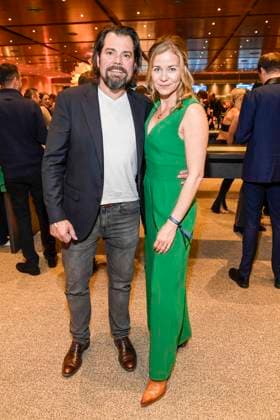 abb Daniel Fehlow and Jessica Ginkel pair of actors at the WORLD PREMIERE of ALIZE by Cirque du Soleil at Theater am Potsdamer Platz on 20 11 2025 in Berlin Berlin Germany