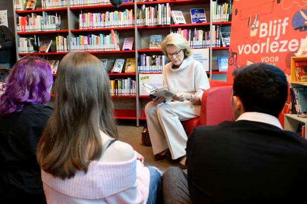 Queen Mathilde Visits The Kubus Youth Library ANTWERPEN, BELGIUM - NOVEMBER 21: Queen Mathilde of Belgium pictured visiting the Kubus Youth Library during the Reading Aloud Week on November 21, 2025 in Antwerpen, Belgium, 21 11 2025 Antwerpen Belgium  Copyright: xPhilipxReynaersx
