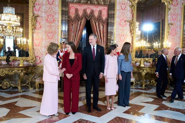 Spanish King Felipe VI and Letizia with Princess of Asturias Leonor de Borbon , Princess Sofia de Borbon and Queen Sofia of Greece attending the imposition of the necklace of the Order Golden Fleece Toison de Oro in Madrid Cordon Press 