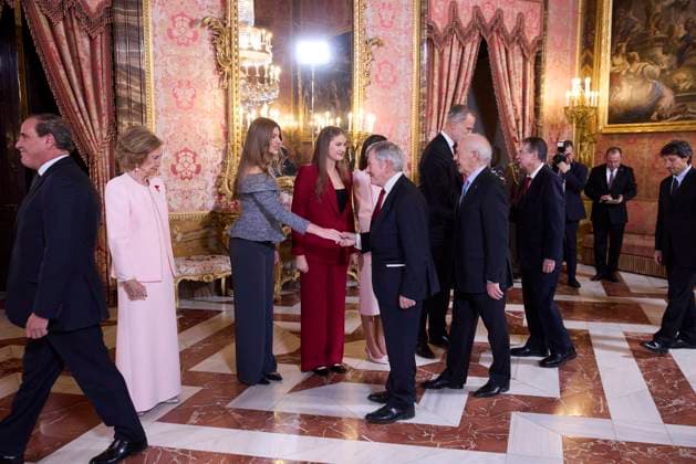 Spanish King Felipe VI and Letizia with Princess of Asturias Leonor de Borbon , Princess Sofia de Borbon and Queen Sofia of Greece attending the imposition of the necklace of the Order Golden Fleece Toison de Oro in Madrid Cordon Press  miguelcordoba
