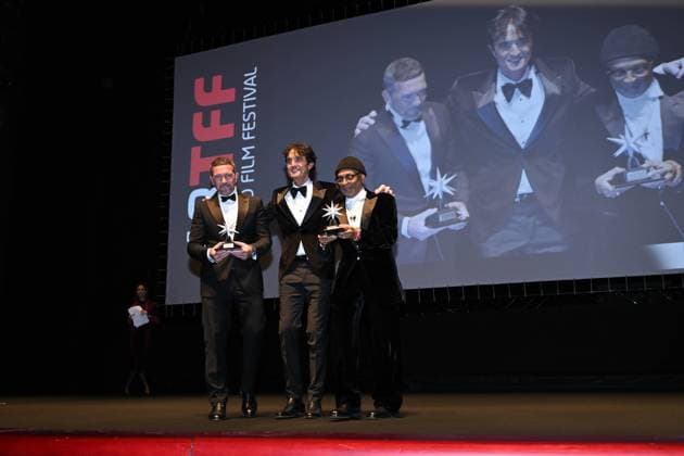 Turin Film Festival 2025, Opening Night - Awards Ceremony. Pictured: Spike Lee, Antonio Banderas, Giulio Base  Copyright: xMaurizioxD Avanzox xipa-agency.netx xDxAvanzo xMangiarottix IPA_Agency_IPA68227469