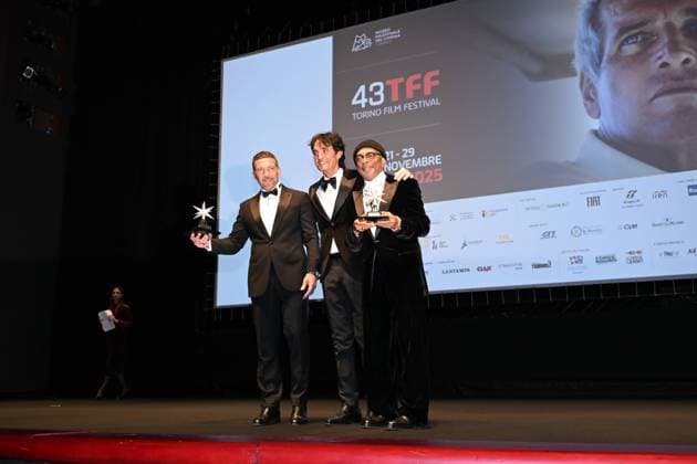 Turin Film Festival 2025, Opening Night - Awards Ceremony. Pictured: Spike Lee, Antonio Banderas, Giulio Base  Copyright: xMaurizioxD Avanzox xipa-agency.netx xDxAvanzo xMangiarottix IPA_Agency_IPA68227471