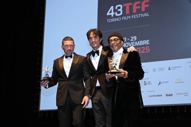 Turin Film Festival 2025, Opening Night - Awards Ceremony. Pictured: Spike Lee, Antonio Banderas, Giulio Base  Copyright: xMaurizioxD Avanzox xipa-agency.netx xDxAvanzo xMangiarottix IPA_Agency_IPA68227481