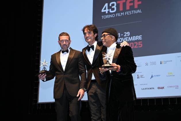 Turin Film Festival 2025, Opening Night - Awards Ceremony. Pictured: Spike Lee, Antonio Banderas, Giulio Base  Copyright: xMaurizioxD Avanzox xipa-agency.netx xDxAvanzo xMangiarottix IPA_Agency_IPA68227483