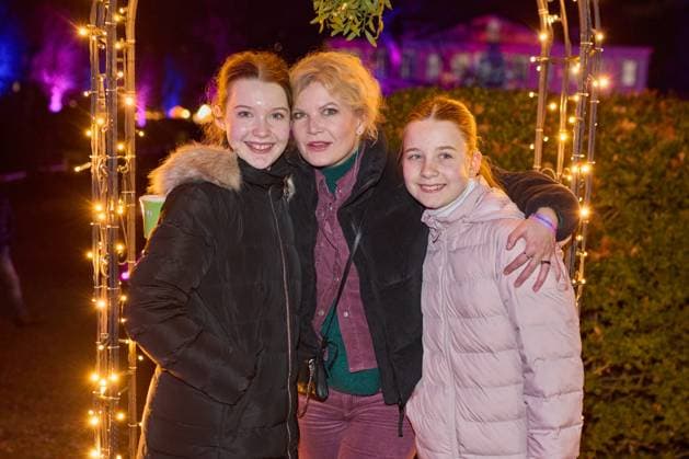 Eva Imhof with twin stoats Luisa l and Lilly r Opening of Christmas at Tierpark Friedrichsfelde 2025 on 21 11 2025 in Berlin Christmas at Tierpark Friedrichsfelde