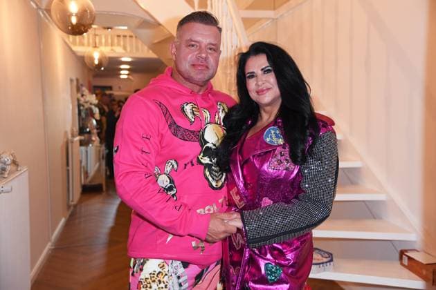 Iris Klein Katzenberger with boyfriend Stefan Braun at the birthday party for Sebastian Frankes 40th birthday Die Frankes at Villa Franke in Mörfelden Walldorf on 22 11 2025