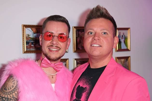 Marco Schmid, Dominik Ledea at the birthday party for Sebastian Frankes 40th birthday Die Frankes at Villa Franke in Mörfelden Walldorf on 22 11 2025