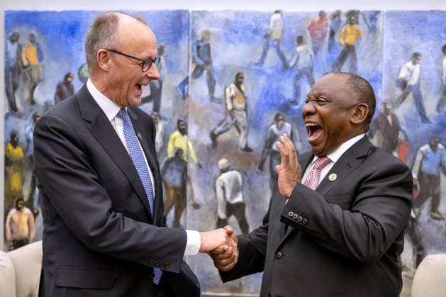 Johannesburg, South Africa, 23 11 2025 Expo Centre G20 Summit Federal Chancellor Friedrich Merz CDU at a bilateral meeting with Cyril Ramaphosa, President of South Africa Photo Michael Kappeler, Pool Copyright: xMichaelxKappeler,xPool dtsxNachrichtenagenturx dts_94799