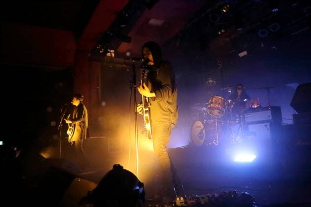 Robert Levon Been, Peter Hayes and Leah Shapiro, from left, of the band Black Rebel Motorcycle Club at a concert at the Astra Kulturhaus in Berlin, November 23, 2025 Black Rebel Motorcycle Club concert Berlin