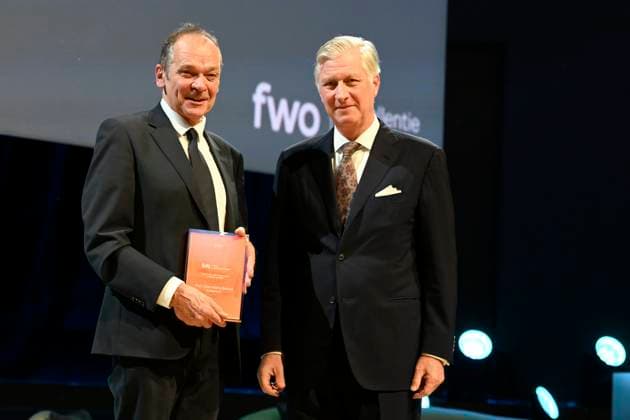 The Fund For Scientific Research Awards BRUSSELS, BELGIUM - NOVEMBER 24 : Jean-Marie Baland (UNamur) receives the prize for Social Sciences. King Philippe attends the five-yearly awards ceremony of the (National) Fund for Scientific Research (FRS-FNRS) and the Fonds Wetenschappelijk Onderzoek (FWO). These awards recognise Belgian researchers who have made a significant contribution to their field and promote the international reputation of Belgian scientific research. The disciplines covered include the humanities, social sciences, fundamental biomedical sciences, clinical biomedical sciences, fundamental exact and natural sciences, and applied sciences. The ceremony brings together representatives from the academic, scientific and institut  Copyright: xBertxVanxDenxBrouckex