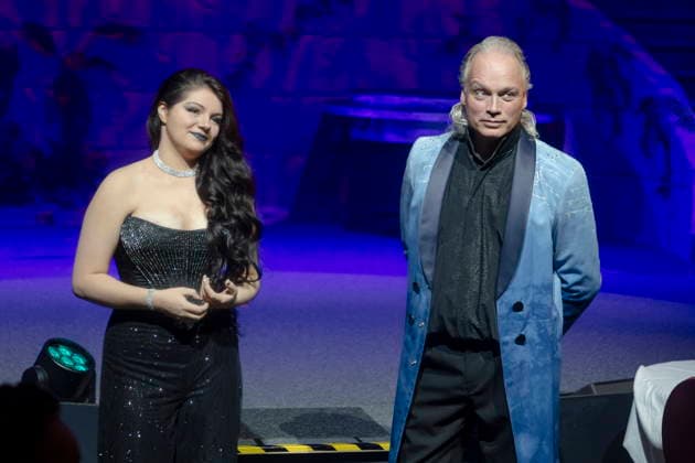 Andre Sarrasani and his daughter Satin 20 present the new dinner show Atlantis On Fire at the Chapiteau am Elbepark in Dresden