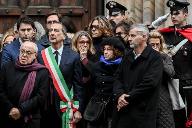 Funerali di Ornella Vanoni Mayor Beppe Sala , Cristiano Ardenzi, Vanoni s son (R) pictured during Ornella Vanoni s funeral in Milan Nov 24th 2025, Credit:Nicola Marfisi AGF Avalon Italia, MI, Milano  Copyright: xNicolaxMarfisi AGFx xAvalonx 1054405007