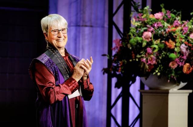 AMSTERDAM American philosopher and science historian Donna Haraway at the Erasmus Prize ceremony at the Royal Palace. This year s prize theme is the science of what unites us. ANP RAMON VAN FLYMEN netherlands out - belgium out  Copyright: xx x543047587x originalFilename: 543047587.jpg