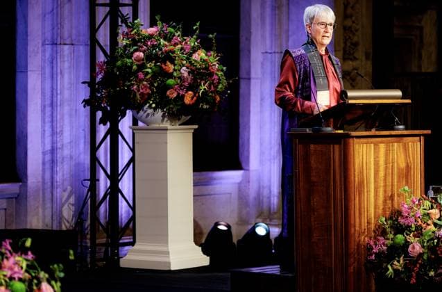 AMSTERDAM American philosopher and science historian Donna Haraway at the Erasmus Prize ceremony at the Royal Palace. This year s prize theme is the science of what unites us. ANP RAMON VAN FLYMEN netherlands out - belgium out  Copyright: xx x543047607x originalFilename: 543047607.jpg