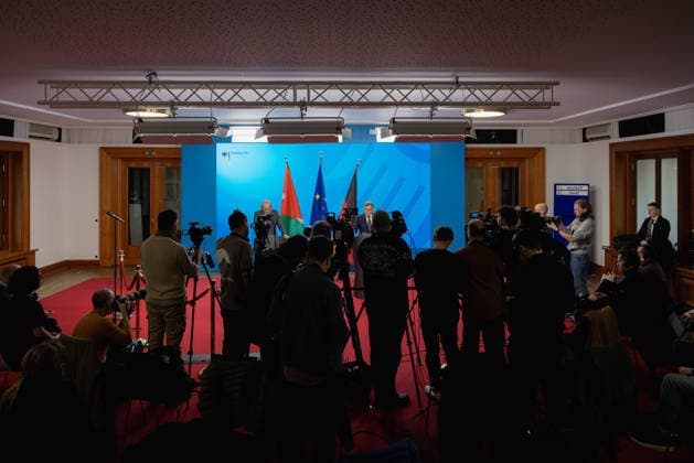 Press meeting between Foreign Minister Dr Johann Wadephul and Jordanian Foreign Minister Ayman Safadi Germany, Berlin on 25 11 2025 Foreign Minister Dr Johann Wadephul CDU receives his Jordanian counterpart Ayman Safadi at the Federal Foreign Office