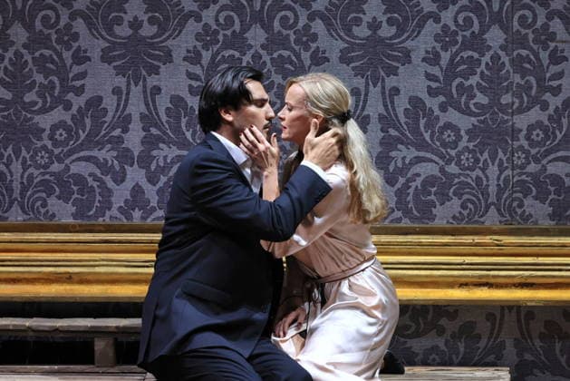 25 11 2025, Fedora, Jonathan Tetelman as Count Loris Ipanov, Vida Miknevi i t as Princess Fedora Romazov, Deutsche Oper Berlin, Berlin, premiere on 27 11 2025, directed by Christof Loy, Berlin Germany, Germany