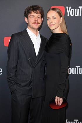 Georg Listing Tokio Hotel with wife Susanne Knispel on the red carpet at the YOUTUBE MUSIC AWARD DINNER at Grill Royal in Berlin on 25 11 2025