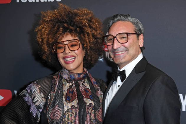 Mousse T with girlfriend Khadra Sufi on the red carpet at the YOUTUBE MUSIC AWARD DINNER at Grill Royal in Berlin on 25 11 2025