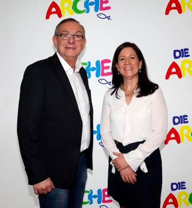Bernd Siggelkow, Katharina Guenther Wuensch at the celebration of 30 years of Die Arche in Berlin