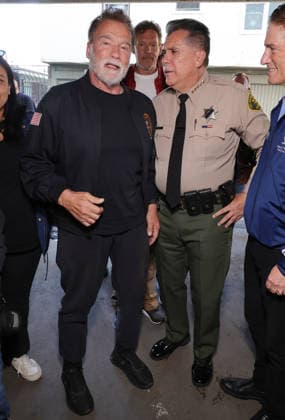 25 November 2025 - Los Angeles, California - Sheriff Robert G. Luna, Governor Arnold Schwarzenegger. 44th Annual Miracle on 1st Street Turkey Giveaway! held at The Hollenbeck Youth Center. Photo Copyright: xAdMediax MediaPunchx