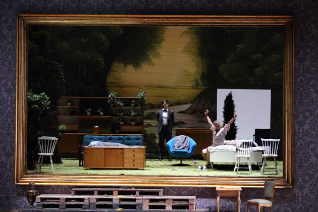 Arianna Manganello as Dimitri and Vida Mikneviciute as Princess Fedora Romazov , f l , during the photo rehearsal for Fedora at the Deutsche Oper in Berlin, November 25, 2025 Melodramma in three acts by Umberto Giordano Musical direction John Fiore Staging Christof Loy Stage and costumes Herbert Murauer Premiere is on November 27, 2025 Deutsche Oper Ber