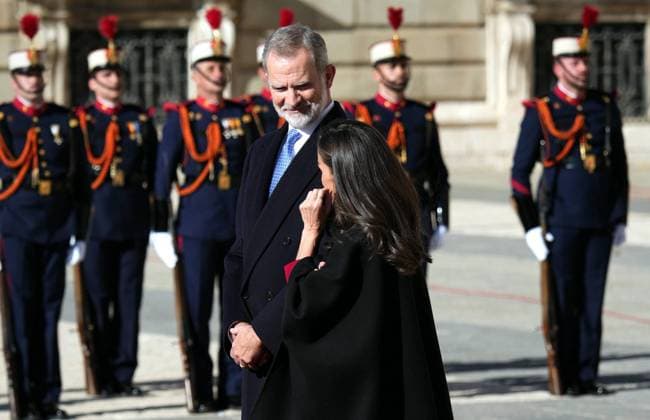Spanish King Felipe VI and Queen Letizia with Frank Walter Steinmeier and Elke Budenbender during a official ceremony for Germany Republic President on occasion his official visit to Spain in RoyalPalace in Madrid on Wednesday, 26 November 2025. Cordon Press