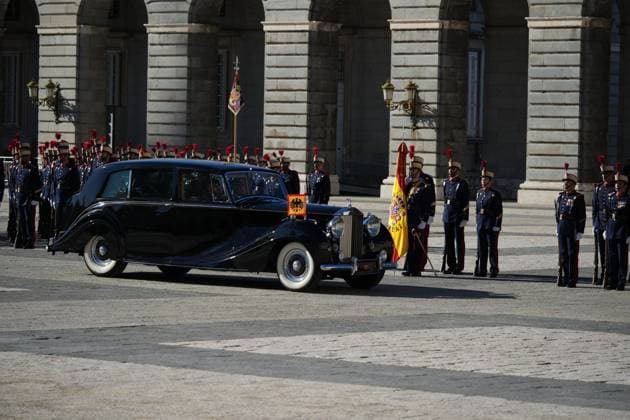 Spanish King Felipe VI and Queen Letizia with Frank Walter Steinmeier and Elke Budenbender during a official ceremony for Germany Republic President on occasion his official visit to Spain in RoyalPalace in Madrid on Wednesday, 26 November 2025. Cordon Press