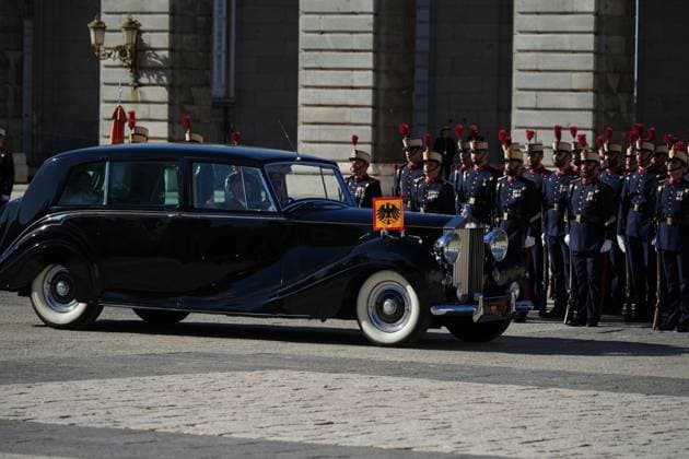 Spanish King Felipe VI and Queen Letizia with Frank Walter Steinmeier and Elke Budenbender during a official ceremony for Germany Republic President on occasion his official visit to Spain in RoyalPalace in Madrid on Wednesday, 26 November 2025. Cordon Press