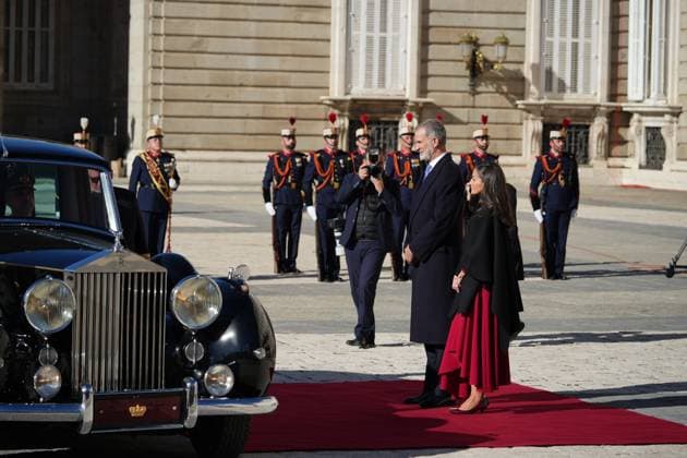 Spanish King Felipe VI and Queen Letizia with Frank Walter Steinmeier and Elke Budenbender during a official ceremony for Germany Republic President on occasion his official visit to Spain in RoyalPalace in Madrid on Wednesday, 26 November 2025. Cordon Press
