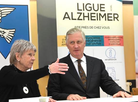The King Visits Alzheimer Cafe JUPRELLE, BELGIUM - NOVEMBER 26 : King Philippe participates in a session of the Alzheimer Café in Juprelle, a ViADem municipality (dementia-friendly city or municipality). The Alzheimer Café is a meeting place where people with Alzheimer s disease, their loved ones, carers, healthcare providers and other interested parties can meet in a warm and informal atmosphere. Over snacks and drinks, they talk about daily life with the disease and work to break down taboos. It is not a medical consultation or therapy, but a place where people can get information, share experiences, find support and reduce loneliness. The meetings are organised by De Ligue Nationale Alzheimer Liga ASBL vzw Vog, chaired by Baroness Hen  Copyright: xBertxVanxDenxBrouckex