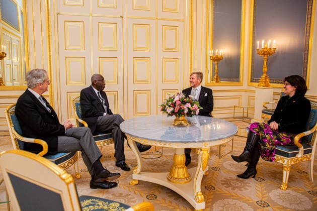 26-11-2025 Palace King Willem-Alexander during the credentials (geloofsbrieven) of the Ambassador of the Republic of Haiti, His Excellency A. Nicolas, at palace Noordeinde in The Hague. Â  Copyright: xPPEx