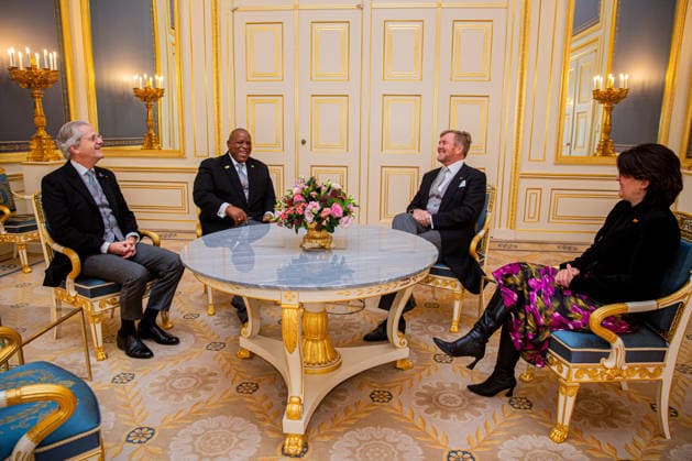 26-11-2025 Palace King Willem-Alexander during the credentials (geloofsbrieven) of the Ambassador of the Republic of Suriname, His Excellency R. W. Panka, at palace Noordeinde in The Hague. Â  Copyright: xPPEx