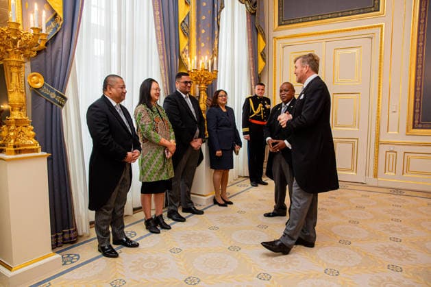 26-11-2025 Palace King Willem-Alexander during the credentials (geloofsbrieven) of the Ambassador of the Republic of Suriname, His Excellency R. W. Panka, at palace Noordeinde in The Hague. Â  Copyright: xPPEx