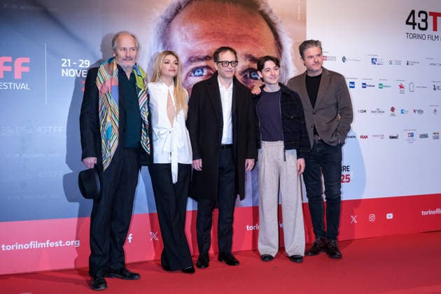 43rd Torino Film Festival 2025 - Day 6 in Italy - 26 Nov 2025 (L to R) Hippolyte Girardot, Carlotta Antonelli, Michael Zampino, Lorenzo Guidi and Edoardo Pesce attend the 43rd Torino Film Festival. Turin Italy Copyright: xDavidexDixLallax xSOPAxImagesx DDILALLA-0139