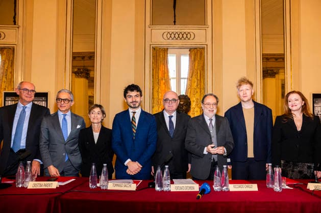 Premiere At La Scala -Lady Macbeth Of The Mtsensk District- Press Conference La Scala Theatre - Milan, Italy Carlo Rossanigo;Massimiliano Di Silvestre;Cristina Parenti;Tommaso Sacchi;Fortunato Ortombina;Riccardo Chailly;Vasily Barkhatov;Sara Jakubiak Premiere At La Scala -Lady Macbeth Of The Mtsensk District- Press Conference La Scala Theatre - Milan, Italy 26th November 2025  Copyright: xALFONSOxCATALANO SGPITALIAx