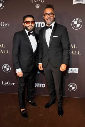 Berlin abb Patrick Owomoyela on the right with his husband as a guest at the Magical Christmas Ball of LeGer by Lena Gercke at Claerchens Ballhaus Berlin on 26 11 2025 Berlin Germany