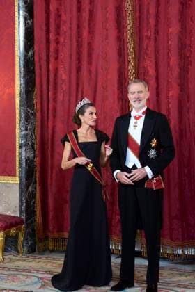 Spanish King Felipe VI and Queen Letizia with Frank Walter Steinmeier and Elke Budenbender during a gala dinner at RoyalPalace due to the official trip of Germany Republic President to Spain in Madrid on Wednesday, 26 November 2025. Cordon Press