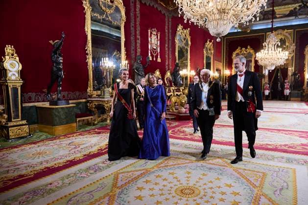 Spanish King Felipe VI and Queen Letizia with Frank Walter Steinmeier and Elke Budenbender during a gala dinner at RoyalPalace due to the official trip of Germany Republic President to Spain in Madrid on Wednesday, 26 November 2025. Cordon Press