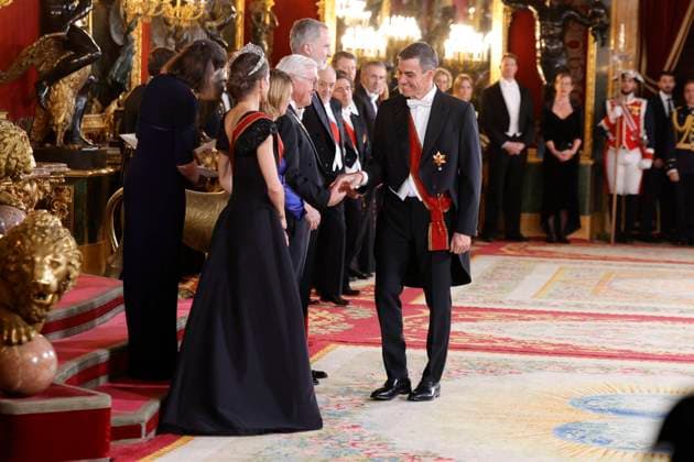 Spanish King Felipe VI and Queen Letizia with Frank Walter Steinmeier and Elke Budenbender during a gala dinner at RoyalPalace due to the official trip of Germany Republic President to Spain in Madrid on Wednesday, 26 November 2025. Cordon Press