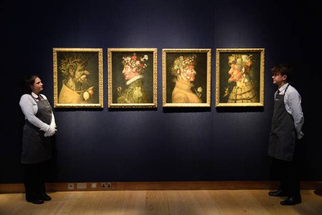 Christie s Old Masters Evening Sale Auction - Christie s King Street, London, UK Art handlers The Four Seasons from The Workshop of Giuseppe Arcimboldo (est. Â£800k Â£1.2m) as part of Christie s Old Masters Evening Sale Auction which will take place on 2nd December 2025 - Christie s King Street, London, England, UK on Thursday 27 November, 2025., Credit:Justin Ng Avalon UK, England, London, Christie s King Street  Copyright: xJustinxNgx xAvalonx 1054924925