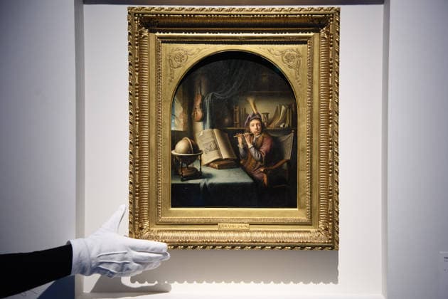 Christie s Old Masters Evening Sale Auction - Christie s King Street, London, UK Art handlers The Flute Player by Gerrit Dou (est. Â£2m - Â£3m) as part of Christie s Old Masters Evening Sale Auction which will take place on 2nd December 2025 - Christie s King Street, London, England, UK on Thursday 27 November, 2025., Credit:Justin Ng Avalon UK, England, London, Christie s King Street  Copyright: xJustinxNgx xAvalonx 1054924937