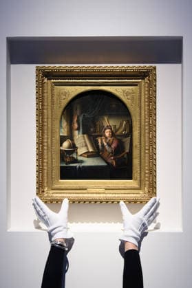Christie s Old Masters Evening Sale Auction - Christie s King Street, London, UK Art handlers The Flute Player by Gerrit Dou (est. Â£2m - Â£3m) as part of Christie s Old Masters Evening Sale Auction which will take place on 2nd December 2025 - Christie s King Street, London, England, UK on Thursday 27 November, 2025., Credit:Justin Ng Avalon UK, England, London, Christie s King Street  Copyright: xJustinxNgx xAvalonx 1054924950