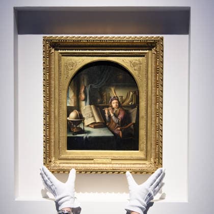 Christie s Old Masters Evening Sale Auction - Christie s King Street, London, UK Art handlers The Flute Player by Gerrit Dou (est. Â£2m - Â£3m) as part of Christie s Old Masters Evening Sale Auction which will take place on 2nd December 2025 - Christie s King Street, London, England, UK on Thursday 27 November, 2025., Credit:Justin Ng Avalon UK, England, London, Christie s King Street  Copyright: xJustinxNgx xAvalonx 1054924952